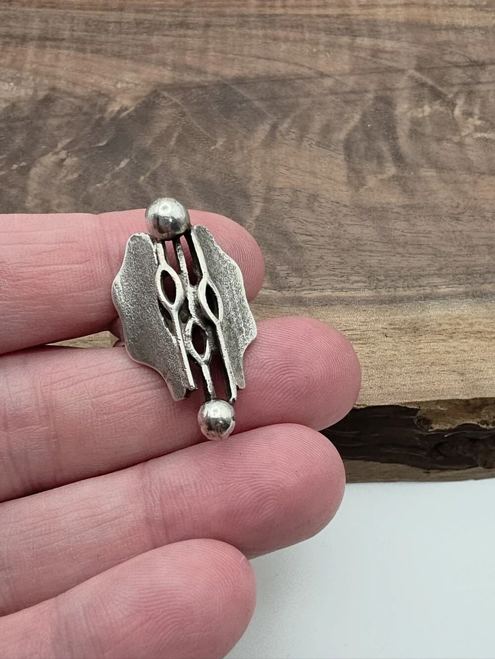 Vintage 60s 925 Sterling Silver Brutalist Modernist Shield Statement Ring